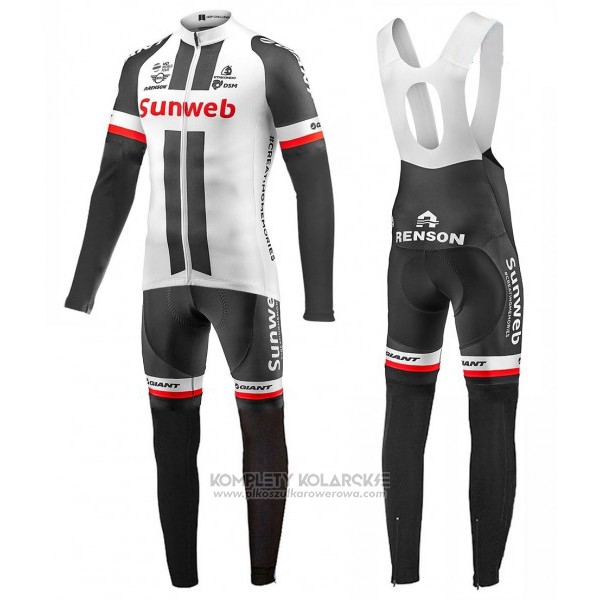 2017 Odziez Rowerowa Sunweb Bialy Dlugi Rekaw i Rowerowe Szelkach